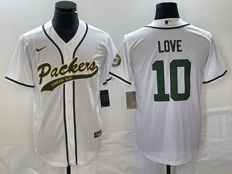 Men Green Bay Packers 10 Love White Nike 2023 Co Branding Game NFL Jersey style 1